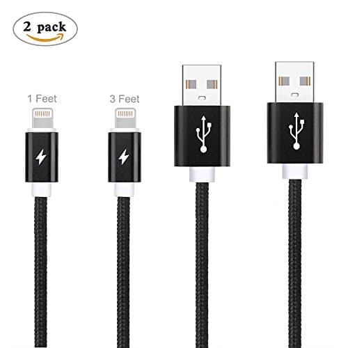 CLETO 2Pack Apple Lightning Cable 3FT AND 1FT, Apple iPhone Charger Cable Support Anker iClever Reapower Charger and Power bank fast charge for iPad iPhone X 8 7 6 Plus