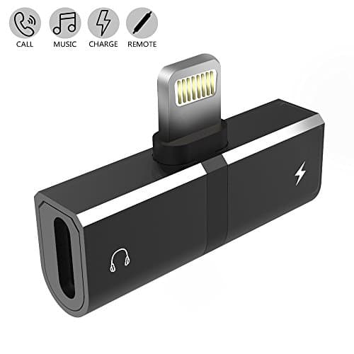KHTONE Lightning Splitter Adapter for for iPhone 7/7 Plus/8/8 Plus/X &amp; iPad, Dual Lightning Ports, Charge &amp; Music at the same time, Supports iOS 10.3 or Later