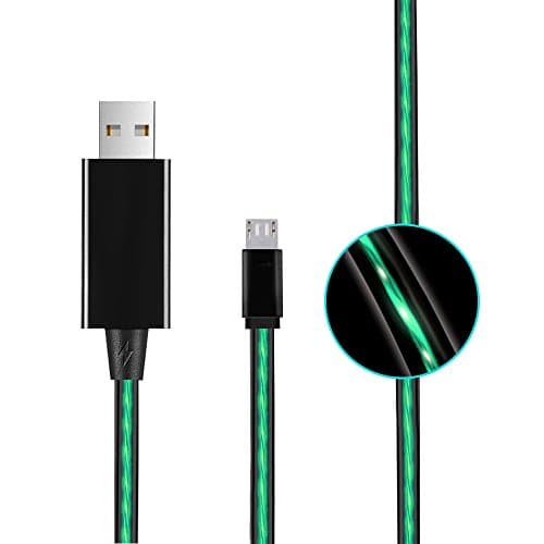 Micro USB Cable,Portable flowing LED Cable High Speed Quality Data Charging Cable 3FT USB2.0 For Samsung Galaxy S6 S7 Edge LG HTC Sony Oneplus Android Phones/Pads/tablet Devices (Green)