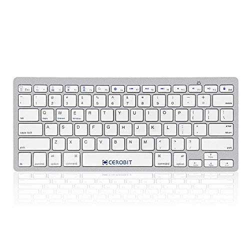 Ultra Slim Wireless Keyboard Universal Compatibility with iOS, Android, Windows Devices For Laptop, Tablet, iPad, Mac - Silver White