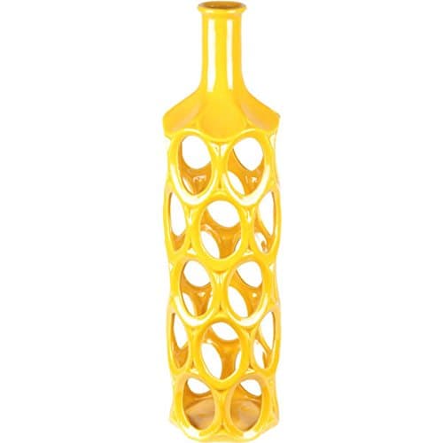 Large Yellow Geo Ceramic Vase