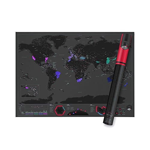SCRATCH OFF WORLD MAP | Deluxe Dark Edition | Visually Chart your Travel Adventures | Perfect for the Avid Traveler | Great for Home or Classroom | with Outlined US States | Large 32x23 inches (black)