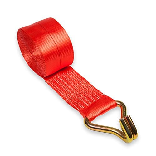 Quality Cargo Control 4"X30' Red Wire Hook Tie Down Winch Strap 5,500 WLL (4)