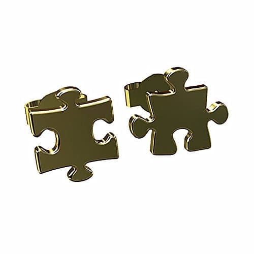 Solid 14K Yellow Gold Puzzle Stud Earrings