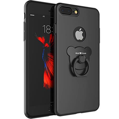 iPhone 7 Plus case,Niubity Bear Ring Series PC bumper case 360 Degree Rotation bracket for Apple iPhone 7 Plus 2016 (Black)