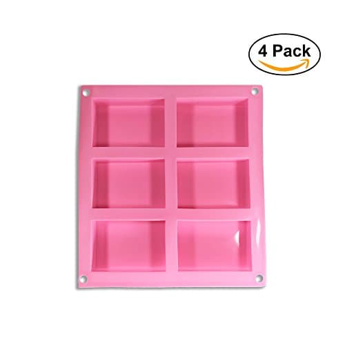 4-Pack Rectangle Silicone Mold with 6-Cavities For Handmade Soap and Homemade Soaps, Baking, and More - Food Grade Quality Silicone (BPA Free, PVC Free, and Phthalate Free to FDA Specifications