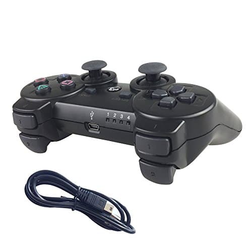 Nesada Wireless Bluetooth Controller For PS3 Double Shock - Bundled with USB charge cord (Black)