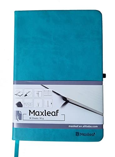 Maxleaf Thick Classic Notebook with Pen Loop - A4 Wide Ruled Hardcover Writing Notebook with Pocket Elastic Banded Closure, Large, 180 Pages, 11.7x8.3 inch (Light Blue)
