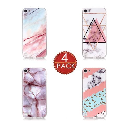 iPod Touch 6 Case,iPod Touch 5 Case With Screen Protector, L00KLY [Marble Pattern Design] Ultra Slim Anti-scratch Shockproof Soft Marble TPU Case Cover for Apple iPod touch 5 6th Generation (4 Pack-3)