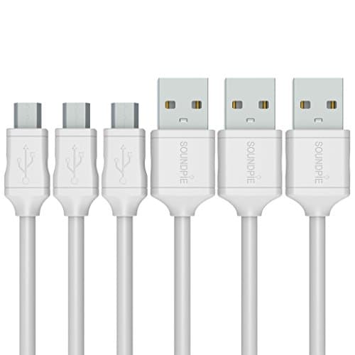Soundpie Micro USB Cable 3.3ft (1m) 3 Pack - Micro USB 2.0 A High Speed - 22AWG Power Rated to 3 amp - Fast Data Sync Charging Cord - Charge Android Smartphone & Tablet QC 2.0 Compatible(White)