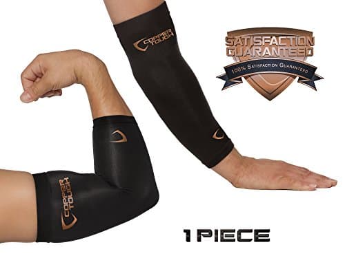 Copper Tough Compression Elbow Brace - High Performance Copper Compression Sleeve for Enhanced Circulation, Recovery, Joint Pain and Support for Men and Women - Athletic or Everyday Use – Medium
