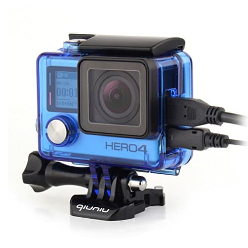 Side Open Protective Skeleton Housing Case with LCD Touch Backdoor for GoPro Hero 4, GoPro Hero 3, and GoPro Hero 3+ - Transparent Blue