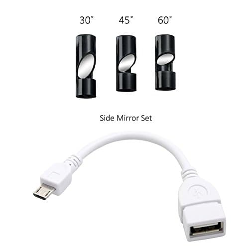 Borescope Side View Mirror Set 30 45 60 degrees for Borescope Endoscope (7mm diameter) with Micro USB to USB OTG Host Adapter Easycargo