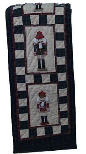 Nutcracker Plaid Quilted Table Runner Quilt 72" Long By 17" Wide 100% Cotton Appliqued Embroidered Handmade Hand Quilted Heirloom Quality