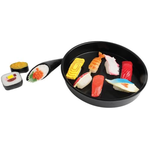 Constructive Playthings World Food Set- 11 pc. Sushi Set with Different Kinds of Sushi and Plastic Serving Tray for Ages 2 Years and Up