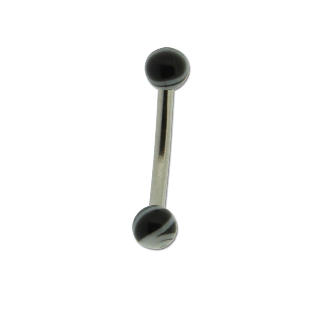 Eyebrow Piercing Ring with Black Marble Balls
