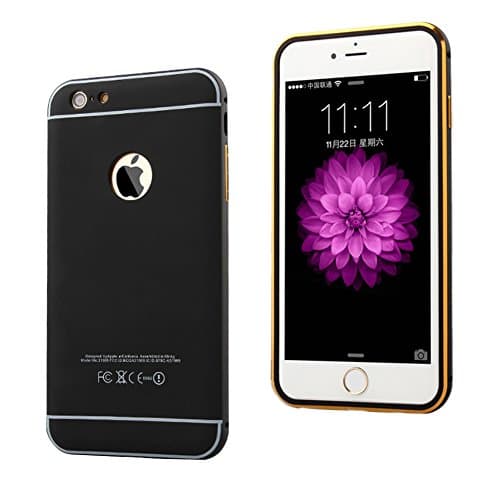 Metal-frame iPhone 6S Plus Protective Case, iPhone 6 Plus Case Hard Metal-frame and TPU Hybrid Shockproof Impact Rugged Armor Defender Case Protective Cover for Apple iPhone 6/6s Plus 5.5 inch (Black)