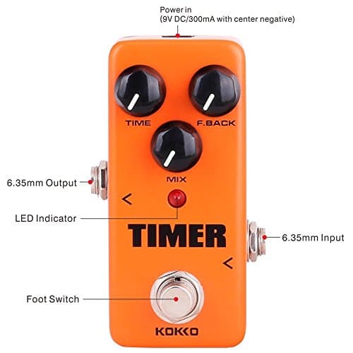 Timer Guitar Pedal, Mini Effect Processor Fully Analog Circuit Universal for Guitar and Bass, Exclude Power Adapter