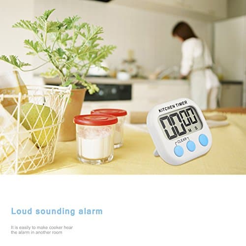Amartshow Digital Kitchen Timer Magnetic Large Display Countdown Up Cooking Timer Clock with Magnet Back and Clip, Loud Alarm Magnetic Backing, Stand, Battery Included (White)