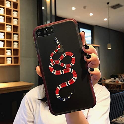 Kplvet iPhone 7 Plus 8 Plus Case,Super Shield Protective Thick Embossed Snake Anti Scratch Matte Frosted 5.5 iPhone 7P 8P Soft Cover,Street Fashion Trend Phone Case (Shield Snake Black)