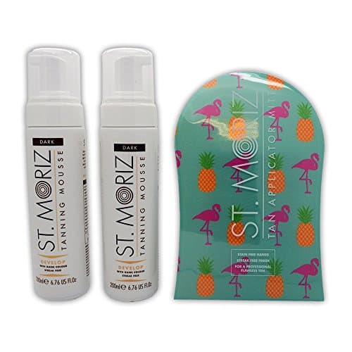 St Moriz Develop Tanning Mousse Dark 200ml x 2 + St Moriz Tan Applicator Mitt