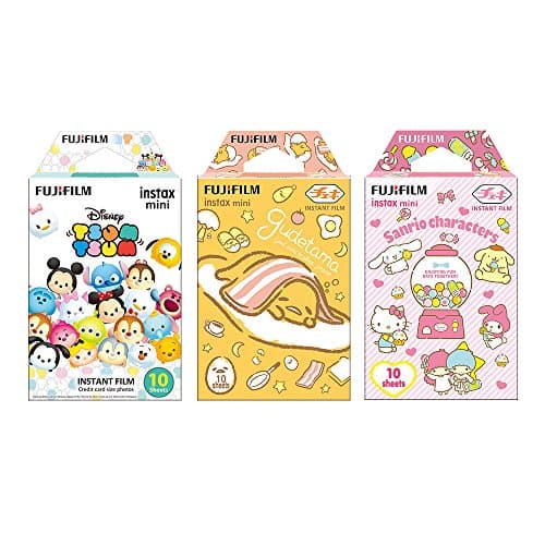 Fujifilm Instax Mini Instant Camera Film 3-Pack Bundle Set , Tsumutsumu , Gudetama , Sanrio 5 Popular Characters [Limited Edition] -Japan Import