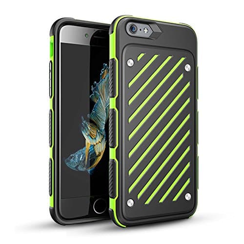 Apple iPhone 7 Plus Case, Bixshell Hybrid Black PC Back Cover TPU Bumper [Drop Protection/Shock Resistant] Dual Colors Slim Case for Apple iPhone 7 Plus with Circle Metal Tack (Black&amp;Green)