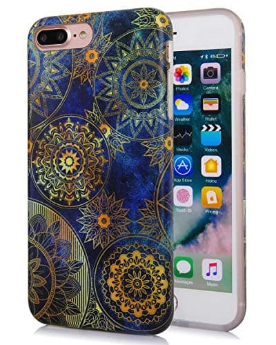 Feelingjoy Cell Phone Case Compatible iPhone 7 Plus 8 Plus Marble Galaxy Space Floral Mandala Lotus Protective Shockproof Bumper Shell Cover (IMD3)