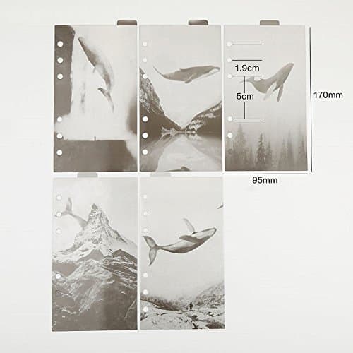 Kxtffeect 5Pcs A6 Size 6-Ring Paper Index Divider Category Page Tab Indexing Cards, Great for Personal Planner/Notebook/Loose Leaf Binders/Reposrts Accessories (A6, Sharks)