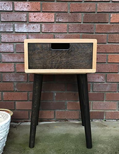 Scandinavian Nightstand Bed Side Table Solid Oak in Black and Oak by Candlewood Furniture Modern Oak