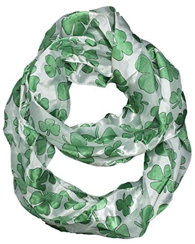 Infinitely Irish Shamrock Loop Infinity Scarf (White)