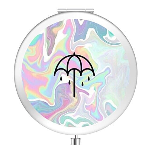 Vanity Mirror, Round Foldable Double Side Makeup Mirror, Mini Metal Cosmetic Mirror for Purse Pocket and Travel - Bring Me The Horizon