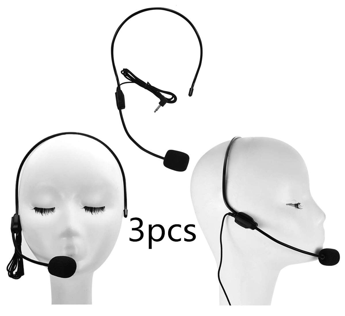 LEEUEE Headset Microphone 3Pcs Computer Headset Speaker Microphones Compatible with Audio Technical Laptop for Voice Amplifier Teachers Speakers Coaches Presentations Recording Teaching Mini Portable