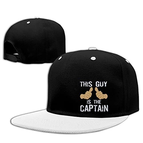 XianC This Guy Is The Captain Flat Bill Snapback Adjustable Baseball Hat White