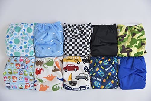 10 Pack Pocket Cloth Diapers with 20 Inserts (2 Inserts Per Diaper)-boy Pack 1