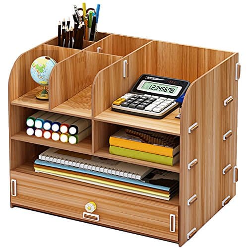 Sixsop DIY Manual Assembly Remote Control / Controller TV Guide / Mail / CD Organizer / Caddy / Holder, Pen/Pencil Cup Pot, Desktop Finishing Office Boxes (DIY-Brown)
