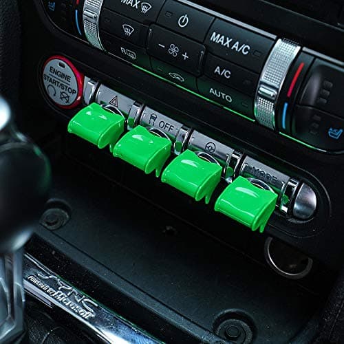 D28JD Car Interior Aircraft button central control navigation panel decoration For Ford Mustang 2015-2019 Carbon fiber,green