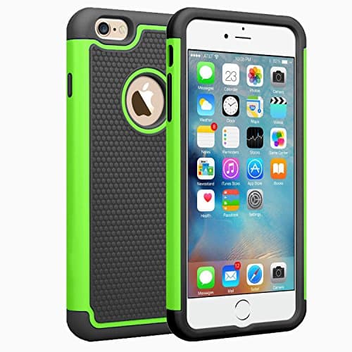 iPhone 6S case, iPhone 6 case,IWOCH Dual Layer Shockproof Scratch-resistant Protective Case Rugged Hybrid Plastic & silicone Case for iPhone 6s 6 4.7 inch Green