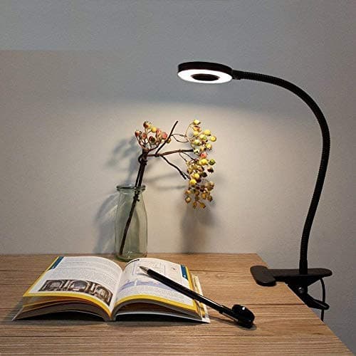 LED Desk Lamp, Adjustable 2 Mode & 2 Level Cold/Warm Light, Natural Light Switch Clip Desk Light Bulb Clamp Flexible Gooseneck 360 Degree for Learning, Reading, Working