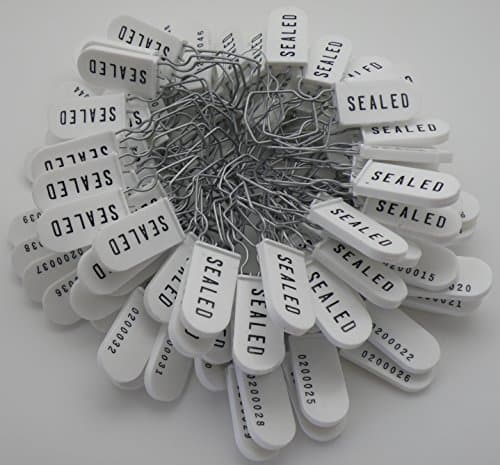 Plastic Wire Padlock Security Seals Sequentially Numbered White (Pack of 100)