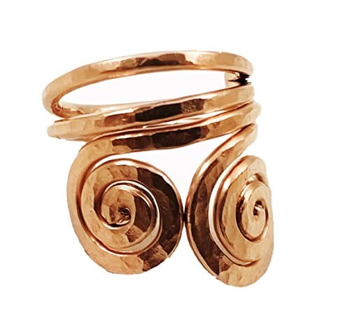 Elaments Design Copper Ring Spiraling Point Hand Hammered Ring Size 8