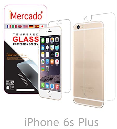 Screen Protector iPhone 6s Plus 6 Plus iMercado (Pack of 2, Tempered Glass, Front and Back)