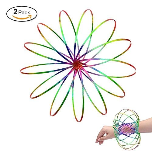 MAIYU 2 Pack Flow Ring Toy, Magical Ring While Moving Creates a Ring Flow Rainbow Effect, Holographic Kinetic Toys