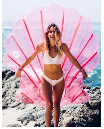 Pink Sea Shell Pool Float Raft With Drink Holders Large Outdoor Swimming Pool Inflatable Float Toy Floatie Lounge Toy Adult Size