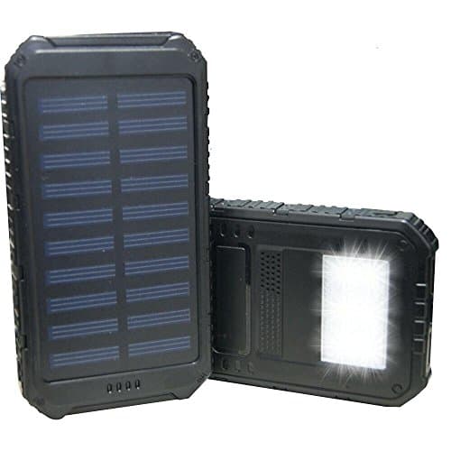 POLEND Multi-function Solar Power Bank,[10000mAh 6 LED Flashlight]Solar Charger Portable Dual USB Solar Power Bank Charged for iPhone, Samsung,iPad,Tablet PC and USB Devices (Black+Black)