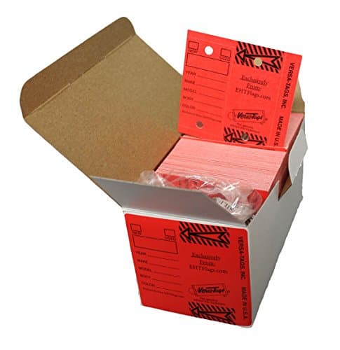 EHT Flags Genuine Versa Red Key Tags, Self Protecting 250 Per Box