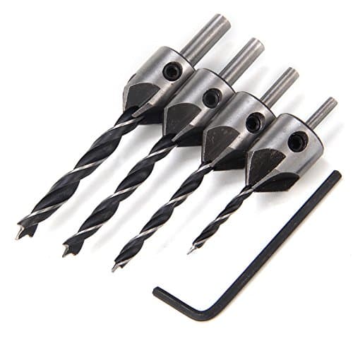 HakkaDeal Countersink Drill Bit,4 Drill Bit Sizes 3/4/5/6 mm ,Carpentry Reamer,Woodwork Drill Bit Set,Woodworking Drill