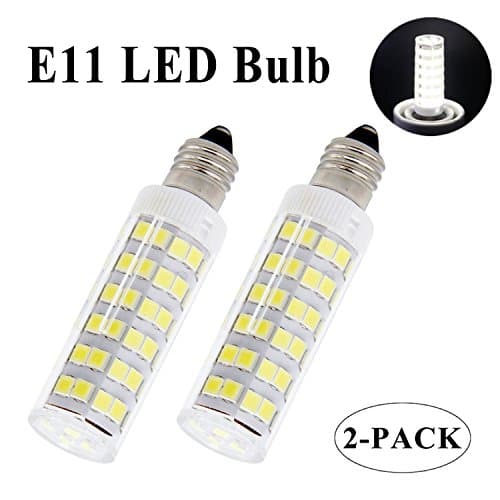 YSCS E11 LED Light Bulb 5W, 45W-55W Halogen Replacement Lights, Dimmable AC110V/ 120V/ 130V, Mini Candelabra Base, Daylight 6000K T4 JD Type Led Bulb for Ceiling Fan, Indoor Lighting (Pack of 2)