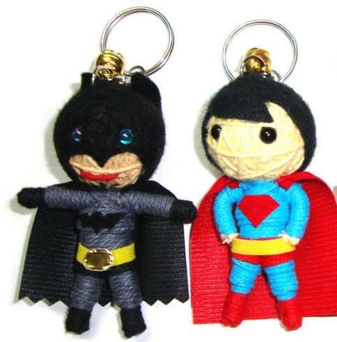 Batman and Superman Superhero Mini String Doll vs