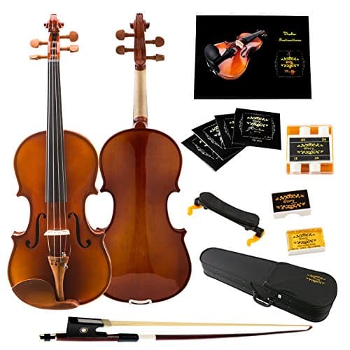 Glory 1/4 Solid Wood Violin with Case, Shoulder Rest, Bow, Rosin and Extra Strings -Brown Accessory Fitted